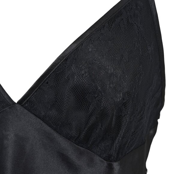 La Senza Slip Dress Nightgown Side Slits Lingerie Black Teddy Size Large - Picture 4 of 12